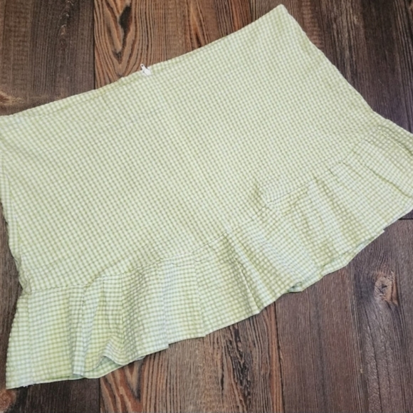 Trixxi Dresses & Skirts - 90s y2k Gingham Green Plaid Skirt Ruffled Cottagecore Fairy Grunge Mini Skirt